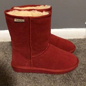 Red suede boots